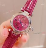 Knockoff Ladies Cartier Pasha Watch Fuchsia Dial Fuchsia Leather Strap